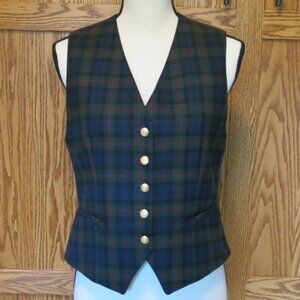 Pendleton vest front flannel wool, back 100% acetate, size 4 petite navy green